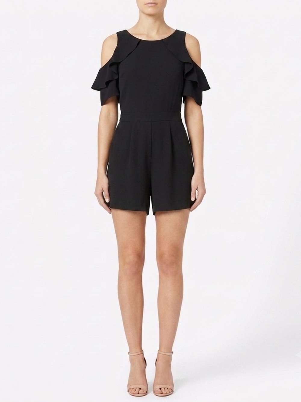 Topshop Black Ruffle Mini Romper Size 6